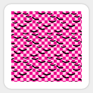 Checkerboard Halloween Bats Barbie Core Sticker